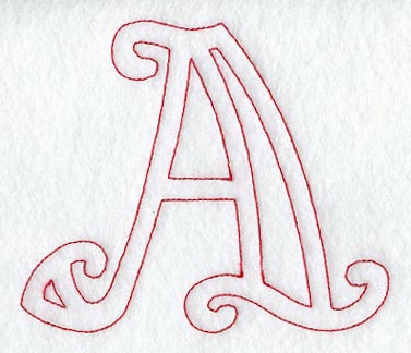 Majestic Letter A (Redwork) - 5 Inch