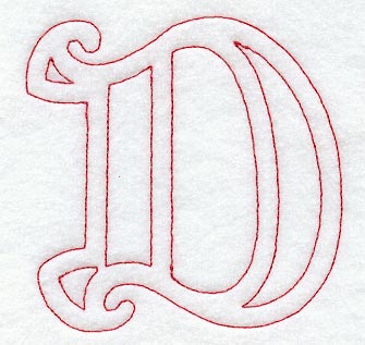 Majestic Letter D (Redwork) - 5 Inch