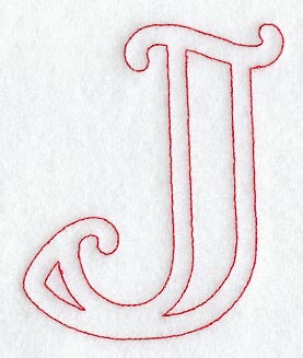 Majestic Letter J (Redwork) - 5 Inch