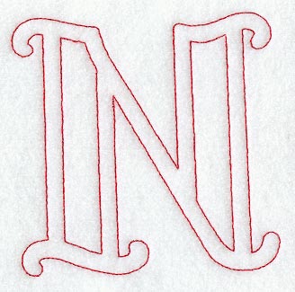 Majestic Letter N (Redwork) - 5 Inch