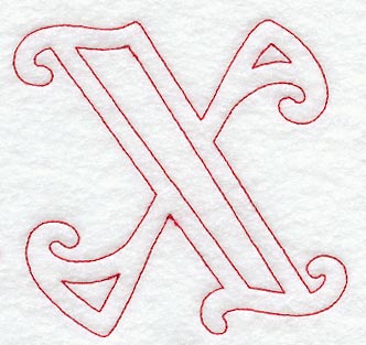 Majestic Letter X (Redwork) - 5 Inch
