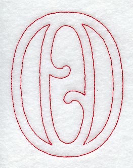 Majestic Number 0 (Redwork) - 5 Inch