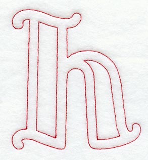 Majestic Letter H (Redwork) - 5 Inch