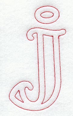 Majestic Letter J (Redwork) - 5 Inch