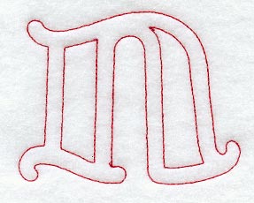Majestic Letter N (Redwork) - 5 Inch