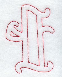 Majestic Letter T (Redwork) - 5 Inch
