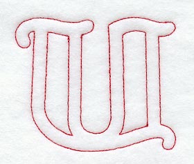 Majestic Letter U (Redwork) - 5 Inch