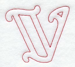 Majestic Letter V (Redwork) - 5 Inch