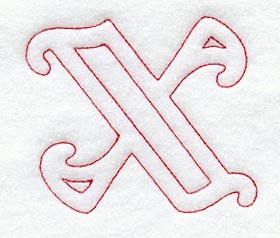 Majestic Letter X (Redwork) - 5 Inch