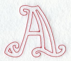 Majestic Letter A (Redwork) - 5 Inch