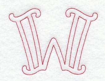 Majestic Letter W (Redwork) - 5 Inch