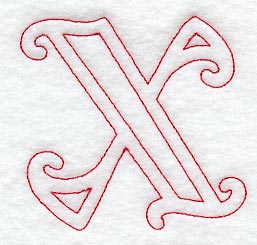 Majestic Letter X (Redwork) - 5 Inch