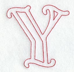 Majestic Letter Y (Redwork) - 5 Inch