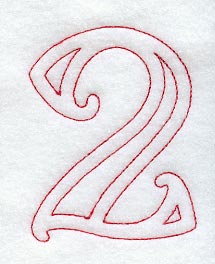 Majestic Number 2 (Redwork) - 5 Inch
