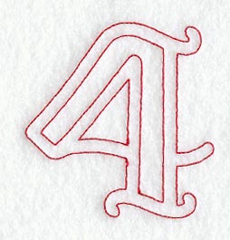 Majestic Number 4 (Redwork) - 5 Inch
