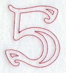 Majestic Number 5 (Redwork) - 5 Inch