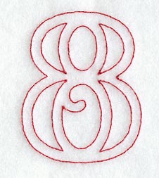 Majestic Number 8 (Redwork) - 5 Inch