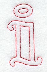 Majestic Letter I (Redwork) - 5 Inch