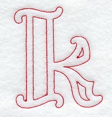 Majestic Letter K (Redwork) - 5 Inch