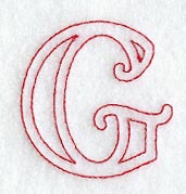 Majestic Letter G (Redwork) - 5 Inch