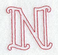Majestic Letter N (Redwork) - 5 Inch