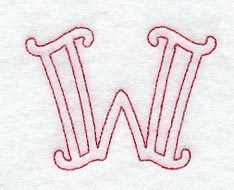 Majestic Letter W (Redwork) - 5 Inch