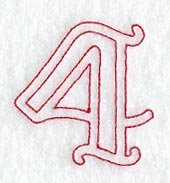 Majestic Number 4 (Redwork) - 5 Inch