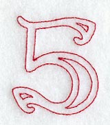 Majestic Number 5 (Redwork) - 5 Inch