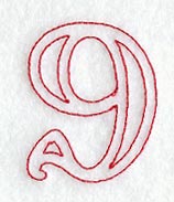 Majestic Number 9 (Redwork) - 5 Inch