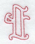 Majestic Letter T (Redwork) - 5 Inch