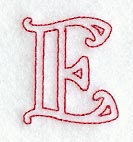 Majestic Letter E (Redwork) - 5 Inch