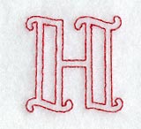 Majestic Letter H (Redwork) - 5 Inch