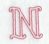 Majestic Letter N (Redwork) - 5 Inch