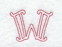 Majestic Letter W (Redwork) - 5 Inch
