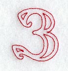 Majestic Number 3 (Redwork) - 5 Inch