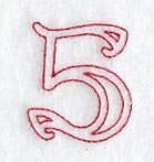 Majestic Number 5 (Redwork) - 5 Inch