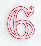 Majestic Number 6 (Redwork) - 5 Inch