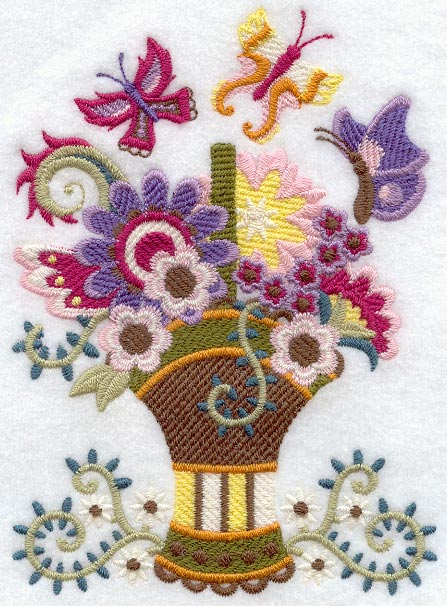 Crewel Butterflies and Flowers (Thick Thread)