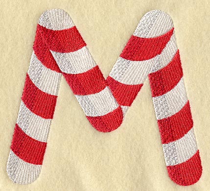 Candy Cane Letter M - 5 inch
