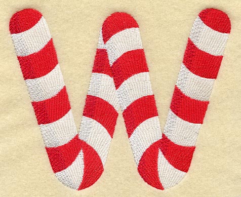 Candy Cane Letter W - 5 inch