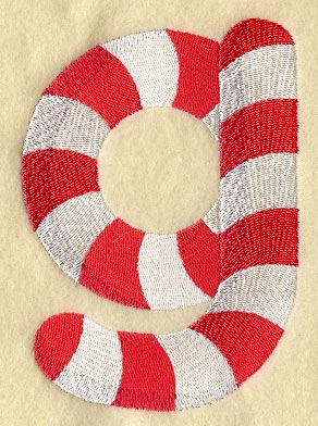 Candy Cane Lower Case Letter g - 5 inch