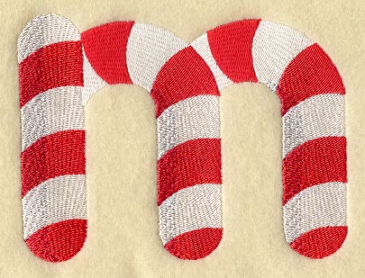 Candy Cane Lower Case Letter m - 5 inch