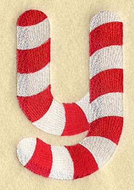 Candy Cane Lower Case Letter y - 5 inch