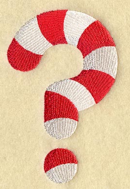 Candy Cane Symbol Question Mark - 3 inch