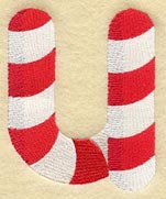 Candy Cane Lower Case Letter u - 5 inch