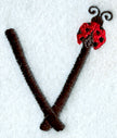 Ladybug Lower Case Letter v - 3 inch