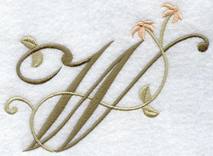 Floral Heirloom Letter W - 4 Inch