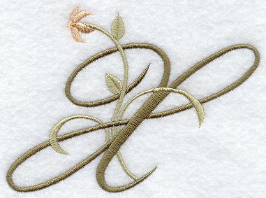 Floral Heirloom Letter X - 4 Inch