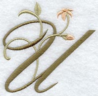 Floral Heirloom Letter U - 4 Inch