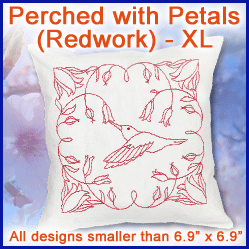A Perched with Petals (Redwork) Design Pack